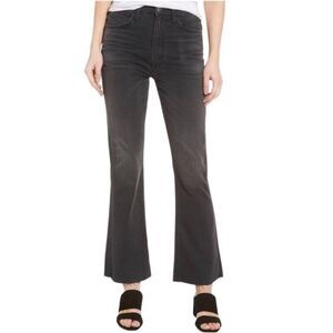 Current/Elliott The High Waist Edgebrook Kick Jean Raw Hem Faded Black Sz 32